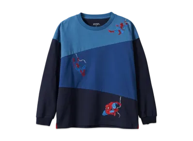 graniph x Spider Man (Embroidery) Kids Long Sleeve T-Shirt "Navy"