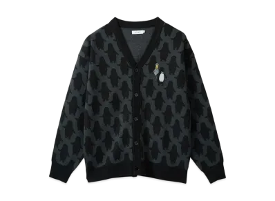 graniph x Chiharu Sakazaki Penguins & Shoebills Washable Jacquard Cardigan "Black"