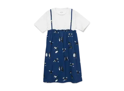 graniph x Chiharu Sakazaki Penguin & Cat Pattern Kids Layered One Piece "Navy"