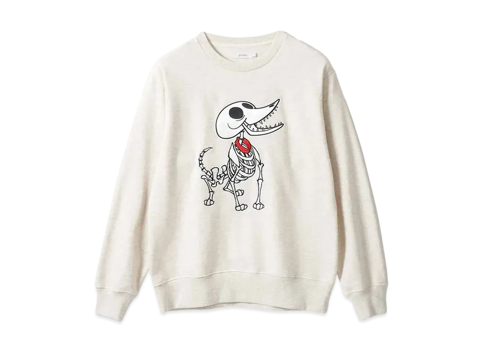 graniph x Tim Burton's Corpse Bride Scrapes Fleece Sweat "Heather Natural"