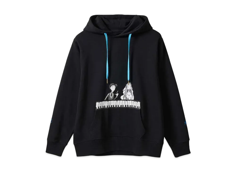 graniph x Tim Burton's Corpse Bride Piano Fleece Hoodie "Black"