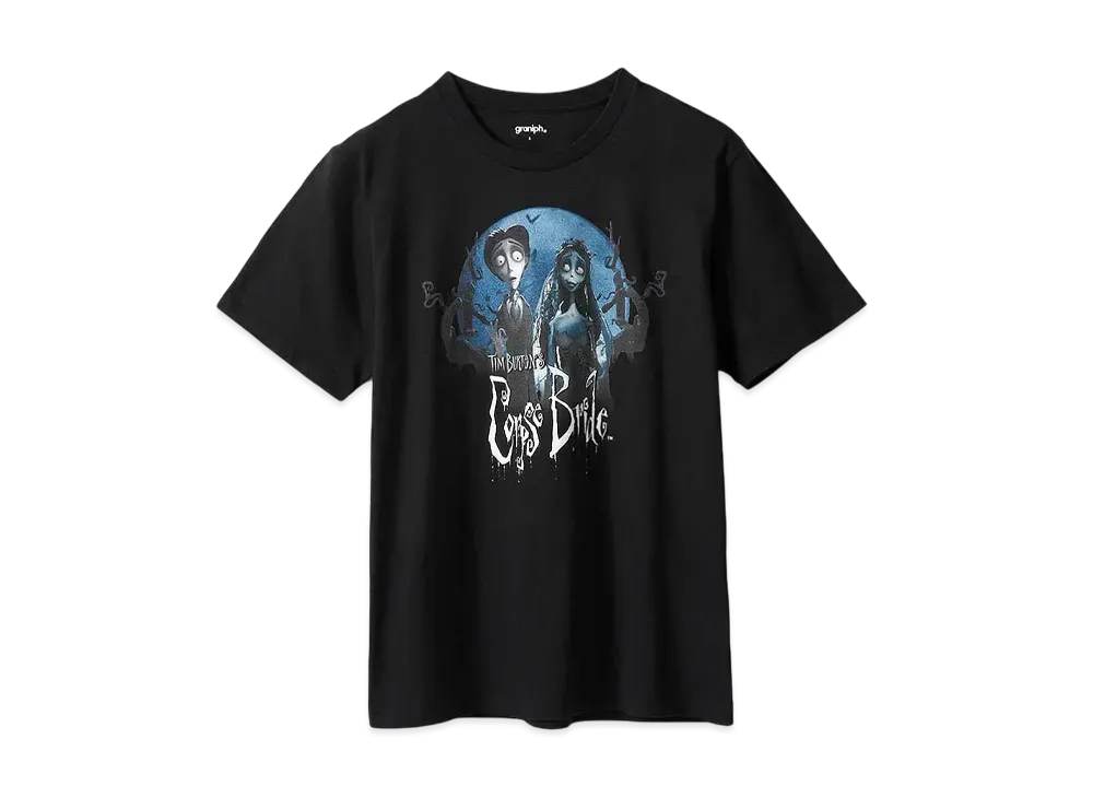 graniph x Tim Burton's Corpse Bride Victor And Emily T-Shirt "Black"