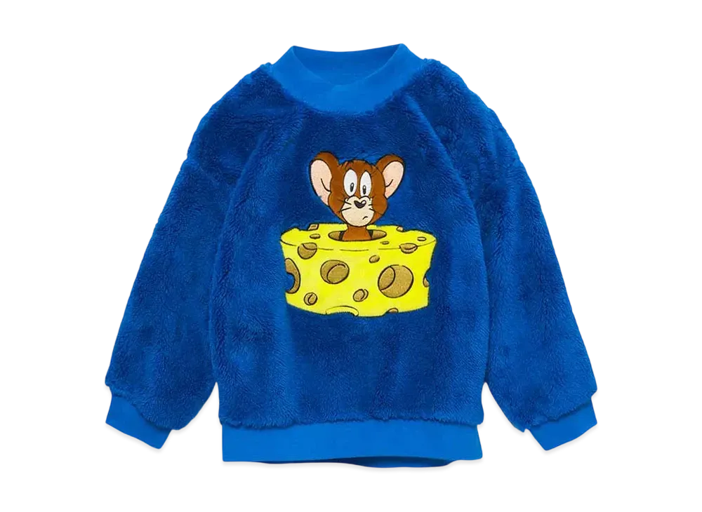 graniph x Tom and Jerry Jelly in Cheese Kids Boa Mock Neck Sweat "Blue"