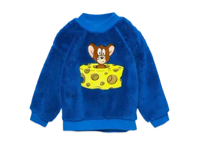 graniph x Tom and Jerry Jelly in Cheese Kids Boa Mock Neck Sweat "Blue"
