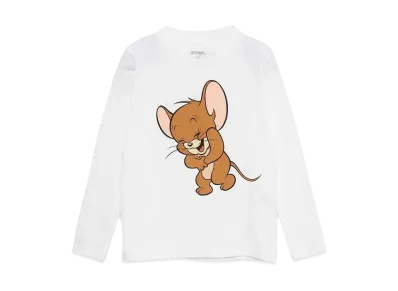 graniph x Tom and Jerry Laughing Jelly Kids Long Sleeve T-Shirt "White"
