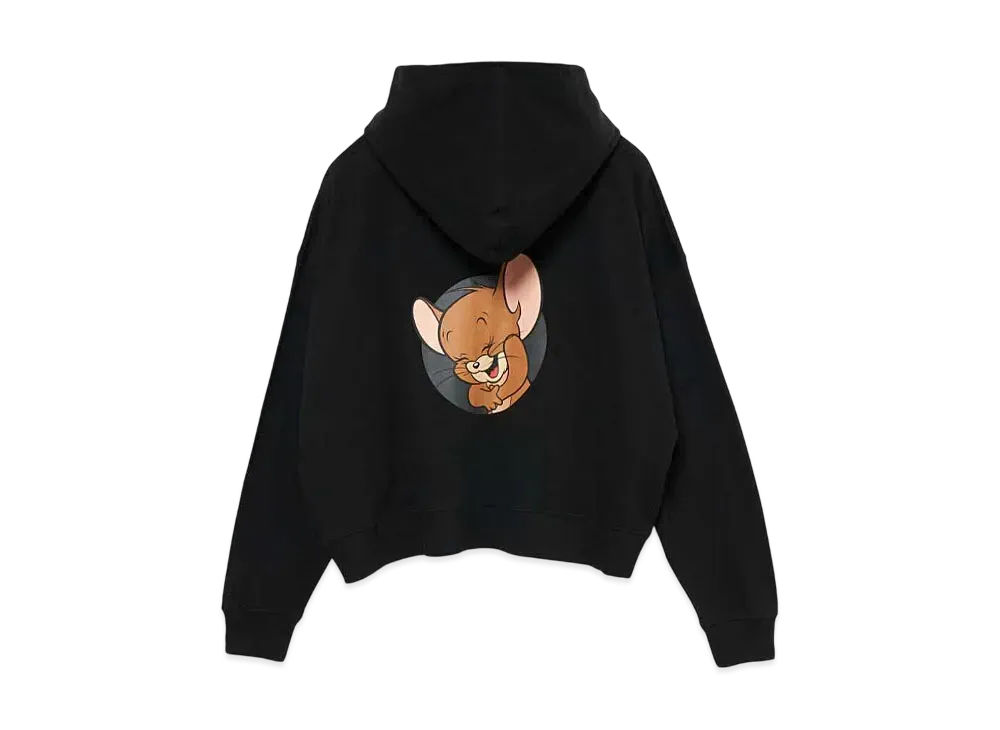 graniph x Tom and Jerry Laughing Jelly Big Silhouette Fleece Zip Parka "Black"