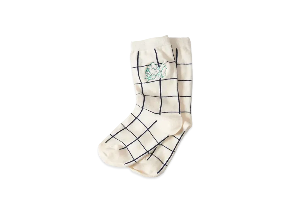 graniph x Tom and Jerry Hide And Seek Middle Socks "Ivory"