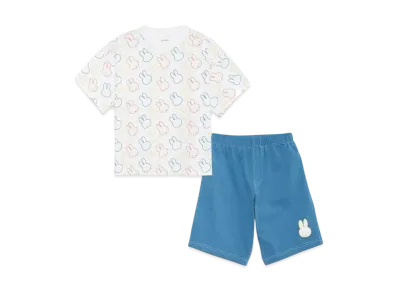 graniph x Miffy Face Line Pattern Kids Dry Big T-Shirt & Dry Shorts Set "White"