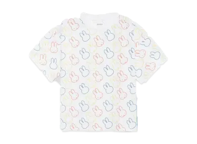 graniph x Miffy Face Line Pattern Kids Dry Big T-Shirt & Dry Shorts Set "White"