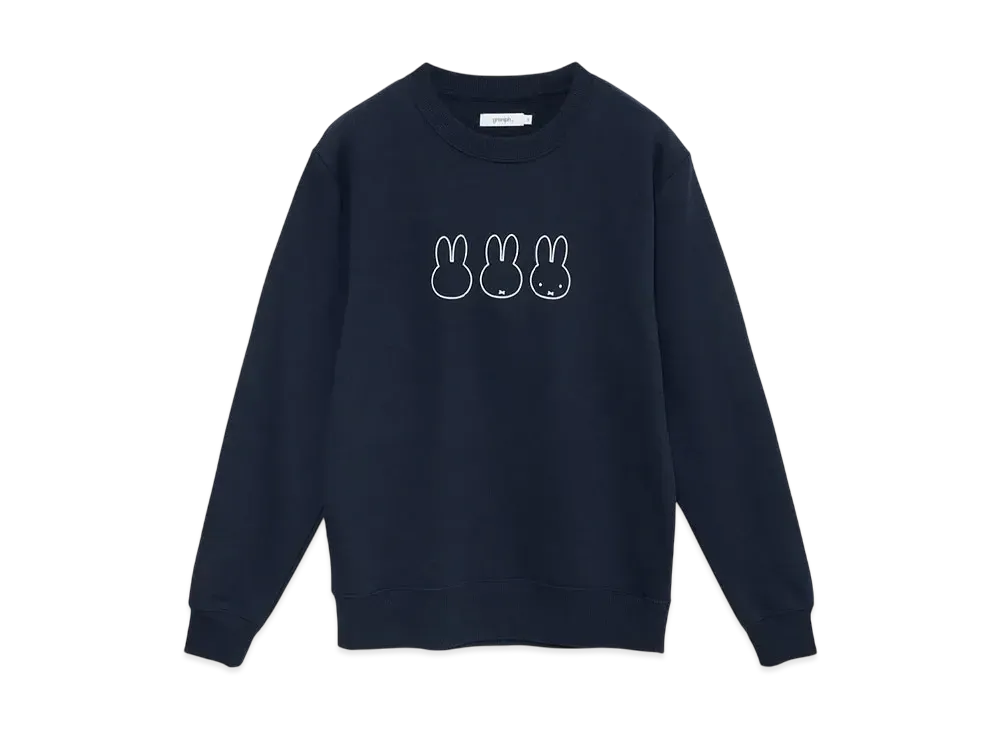 graniph x Miffy Face Line Fleece Sweat "Navy"