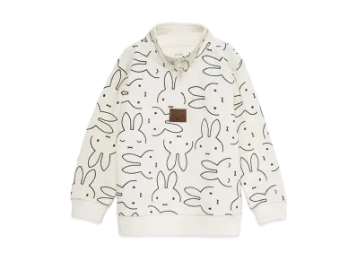 graniph x Miffy Face Kids Fleece Half Zip Sweat "Off White"