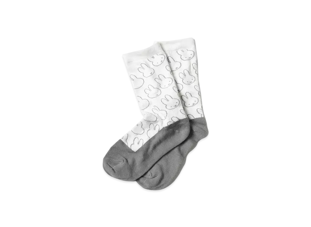 graniph x Miffy Face Line Pattern Middle socks "Multi"