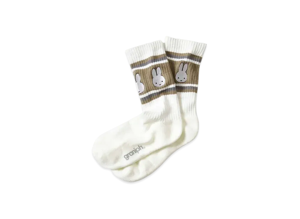 graniph x Miffy Face Line Middle Socks "White"