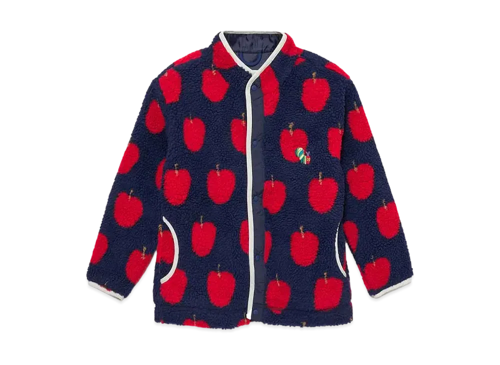 graniph x Eric Carle Apple Pattern Kids Boa Jacket "Navy"