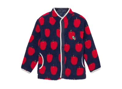 graniph x Eric Carle Apple Pattern Kids Boa Jacket "Navy"