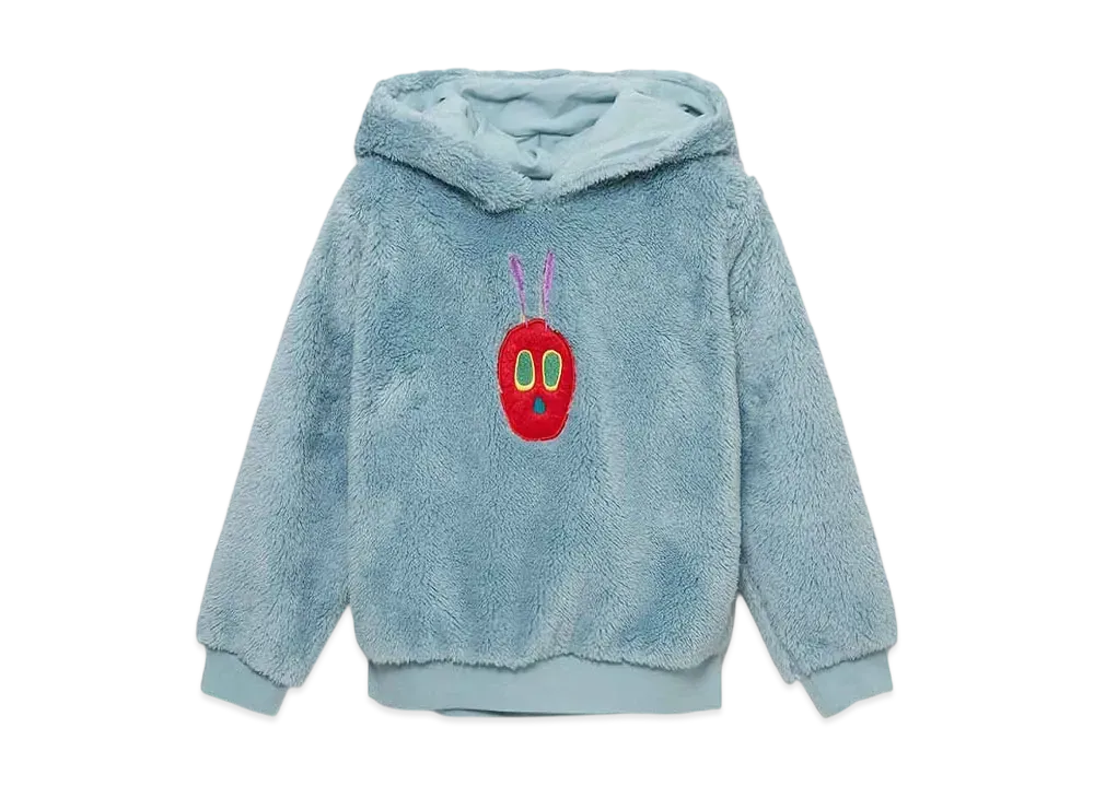 graniph x Eric Carle Very Hungry Caterpillar Face Kids Boa Fleece Parka "Light Green"
