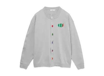 graniph x Eric Carle Fruit & Very Hungry Caterpillar Washable Knit Cardigan "Heather Natural"