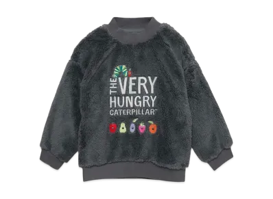 graniph x Eric Carle Very Hungry Caterpillar Logo Kids Fleece Mock Neck Sweat "Gray"