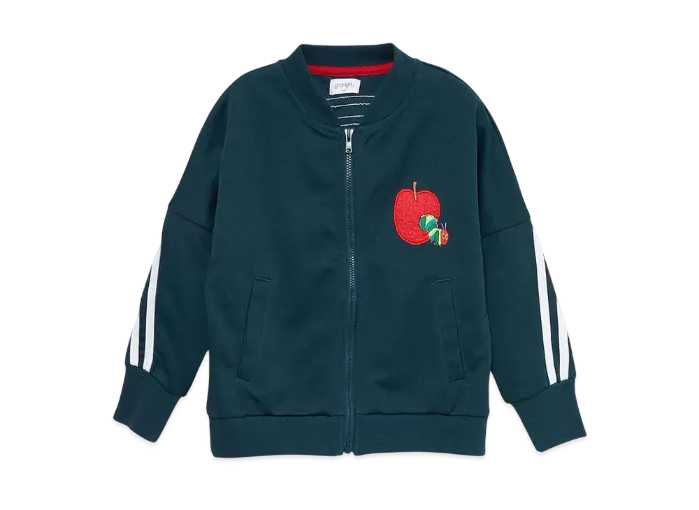 graniph x Eric Carle Red Apple Embroidery Kids Jersey Zip Jacket "Green"