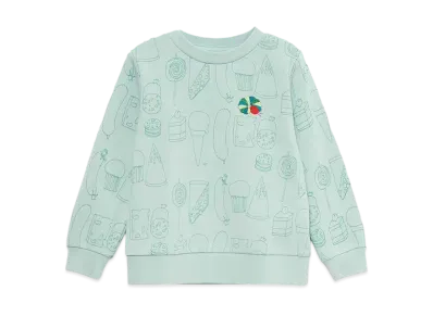 graniph x Eric Carle Sketch Hood Kids Fleece Sweat "Light Green"