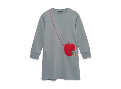 graniph x Eric Carle Red Apple Embroidery Kids Fleece Sweatshirt One Piece "Gray"