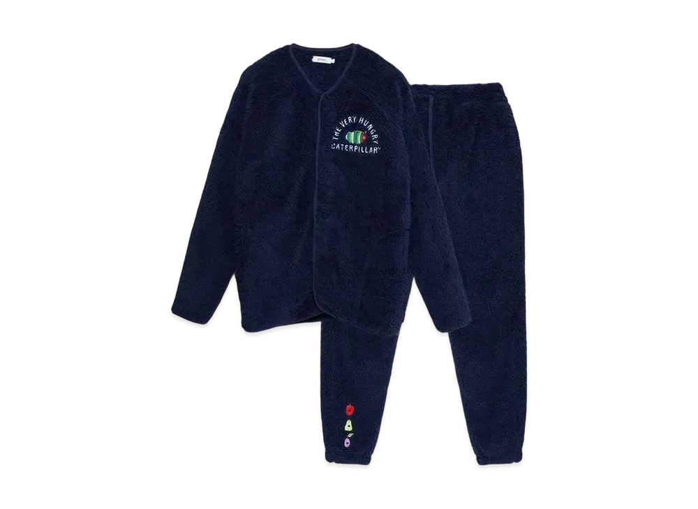 graniph x Eric Carle Very Hungry Caterpillar College Boa Fleece Set Up "Navy"