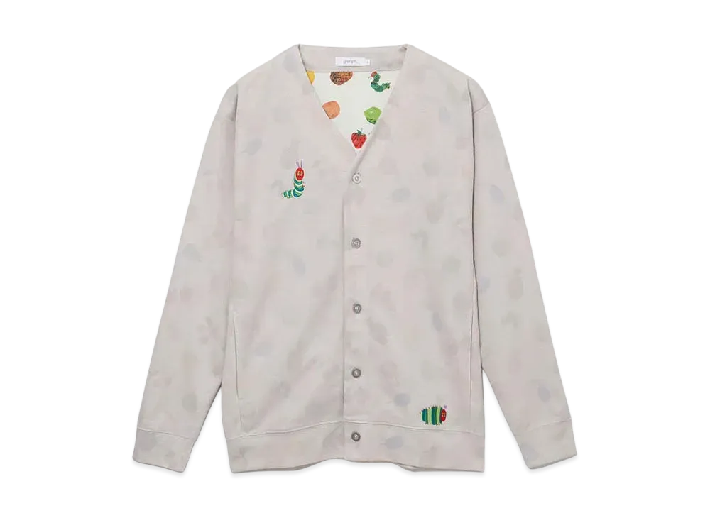 graniph x Eric Carle Very Hungry Caterpillar Double Faced Cardigan "Light Grey"