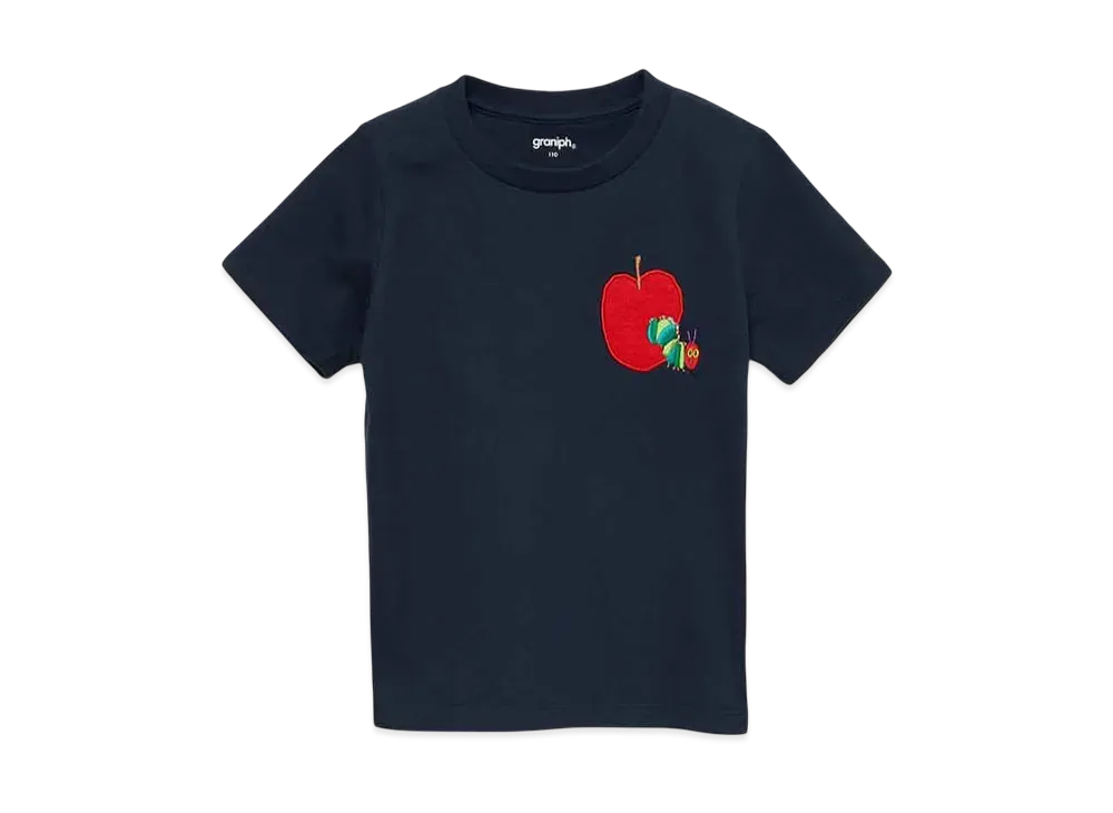 graniph x Eric Carle Red Apple Embroidery Kids T-Shirt "Navy"