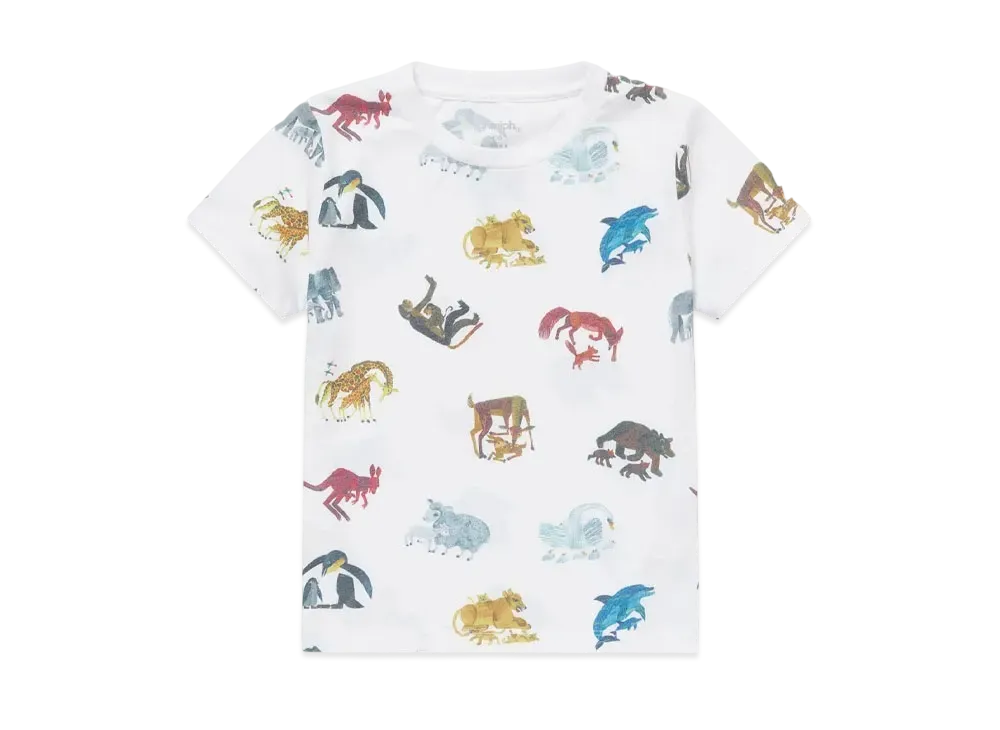 graniph x Eric Carle Animal Families Kids All Over Print T-Shirt "White"