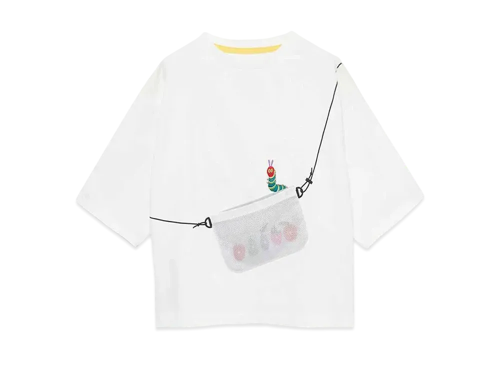 graniph x Eric Carle Fruits & Very Hungry Caterpillar Kids Big Silhouette T-Shirt "White"