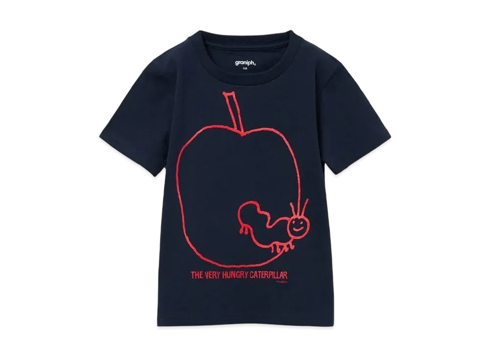 graniph x Eric Carle Sketch Apple Kids T-Shirt "Navy"