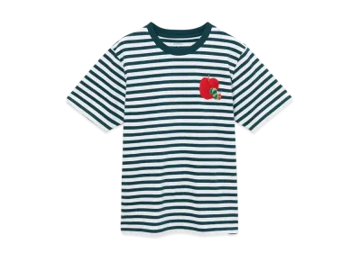 graniph x Eric Carle Red Apple Embroidery Striped T-Shirt "Green"