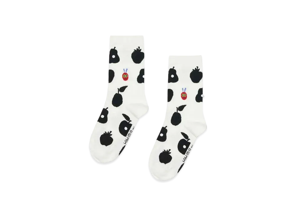 graniph x Eric Carle Fruit Silhouette Pattern Middle Socks "White"