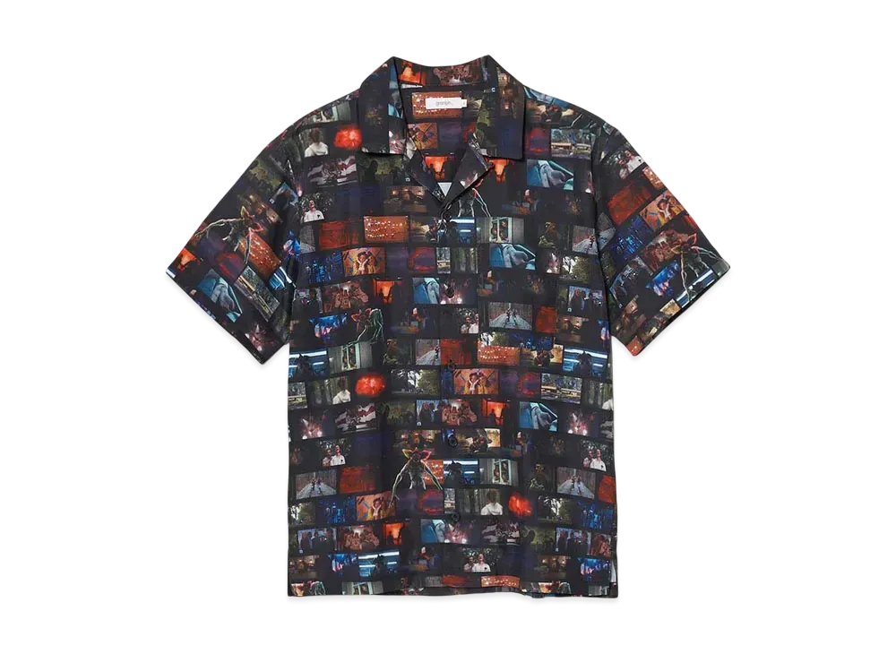 graniph x Stranger Things Pattern Open Collar Shirt "Black"