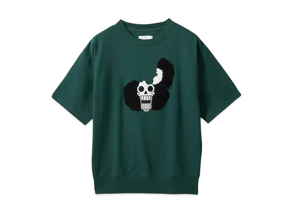 graniph x ONE PIECE Tone Dial Mini Fleece Big Silhouette 5/4 Sleeve Sweat "Green"