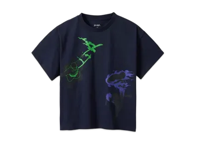 graniph x ONE PIECE Both Wings Kids Big Silhouette T-Shirt "Navy"