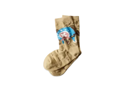 graniph x ONE PIECE Guard Point Middle Socks "Beige"