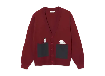graniph x Inuyasha Osuwari Washable Knit Cardigan "Burgundy"