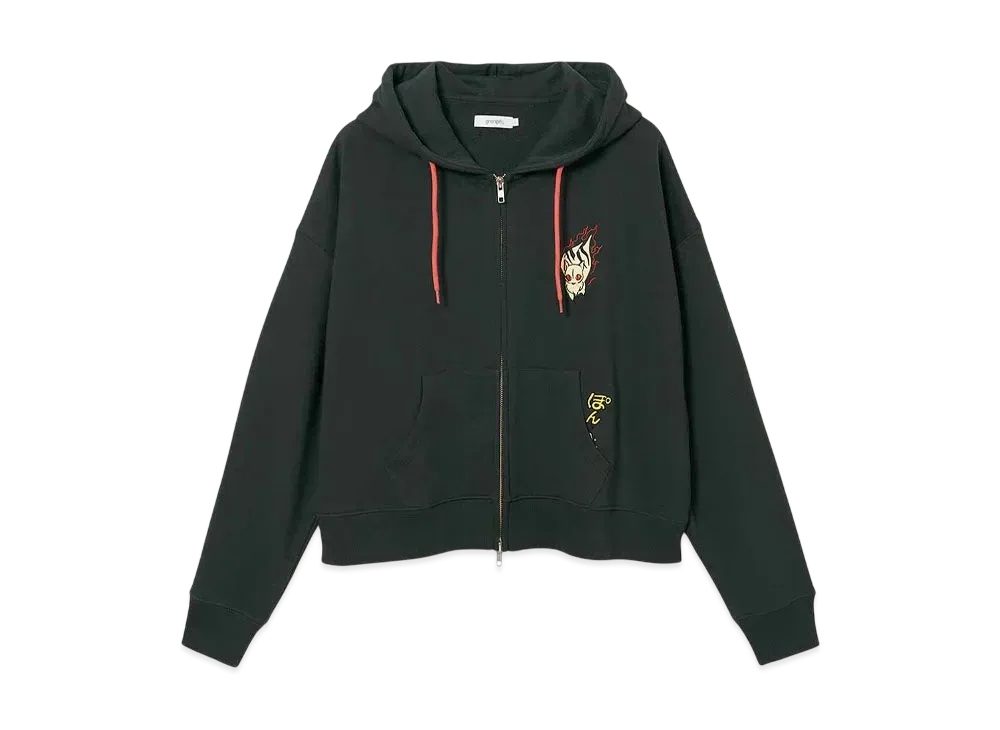 graniph x Inuyasha Shippo And Kirara Fleece Big Silhouette Zip Parka "Sumikuro"