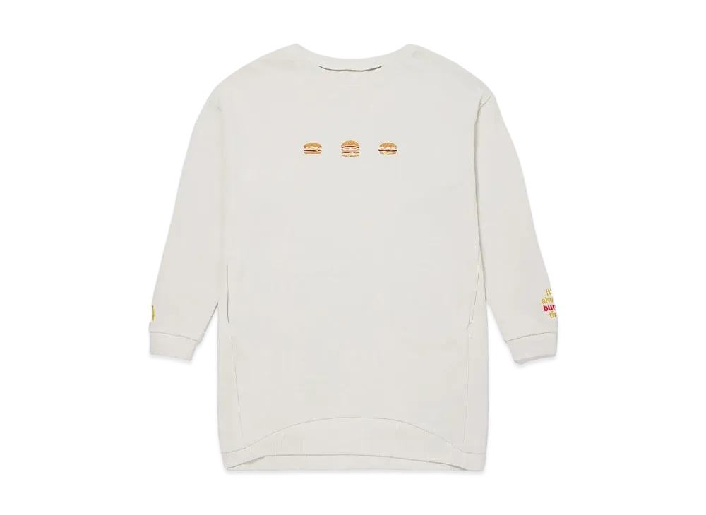 graniph x McDonald's Hamburgers Embroidery Fleece Drop Shoulder Sweat One Piece "Gray"