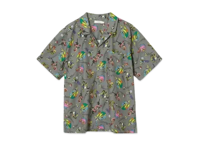 graniph x The Powerpuff Girls Girls VS Bad Guys Open Collar Shirt "Gray"