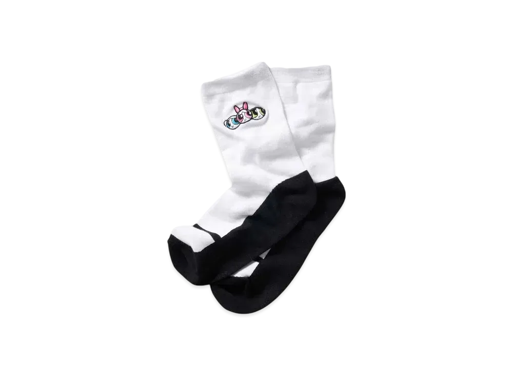 graniph x The Powerpuff Girls Girls Face Middle Socks "White"