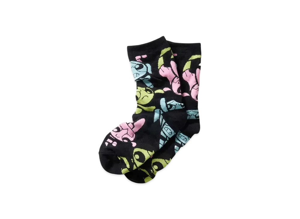 graniph x The Powerpuff Girls Girls Pattern Middle Socks "Black"