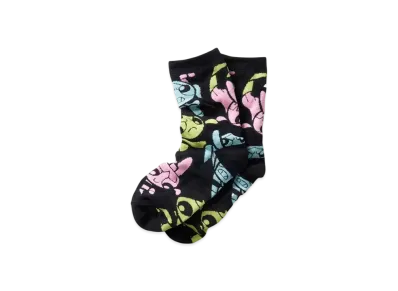 graniph x The Powerpuff Girls Girls Pattern Middle Socks "Black"