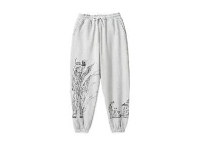 graniph x Attack On Titan Illustration Of Body Size Differences Fleece Sweatpants "Heather Grey"