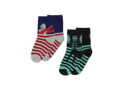 graniph x Ultraman Ultra Seven / Alien Baltan 2 Pairs Kids Socks "Multi"