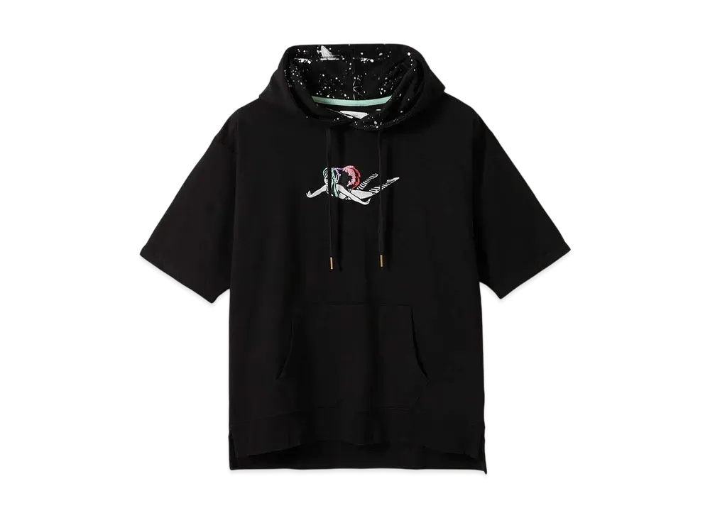 graniph x Urusei Yatsura Night Walk Mini Fleece Big Silhouette Short Sleeve Hoodie "Black"