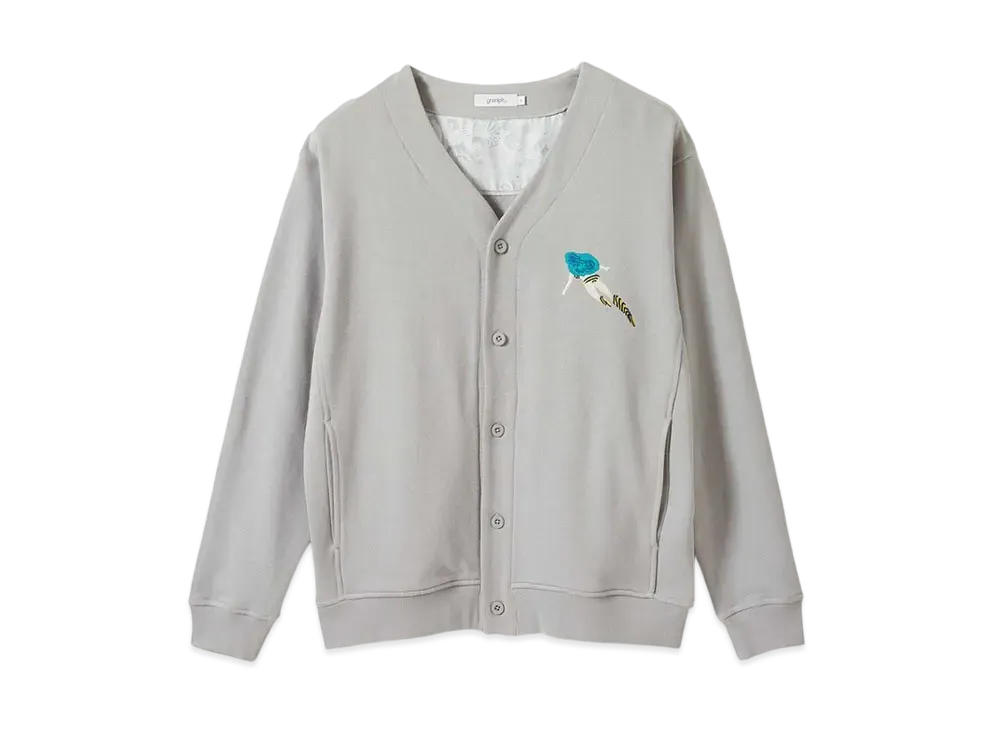 graniph x Urusei Yatsura Lamb & Ten Fleece Sweatshirt Cardigan "Light Gray"