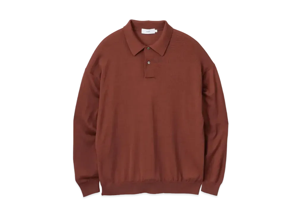 Graphpaper High Gauge Knit Oversized L/S Polo "Brick"