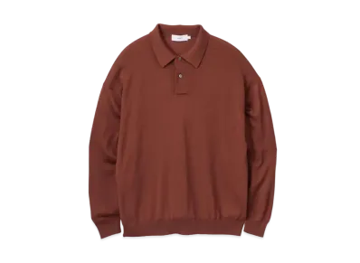 Graphpaper High Gauge Knit Oversized L/S Polo "Brick"